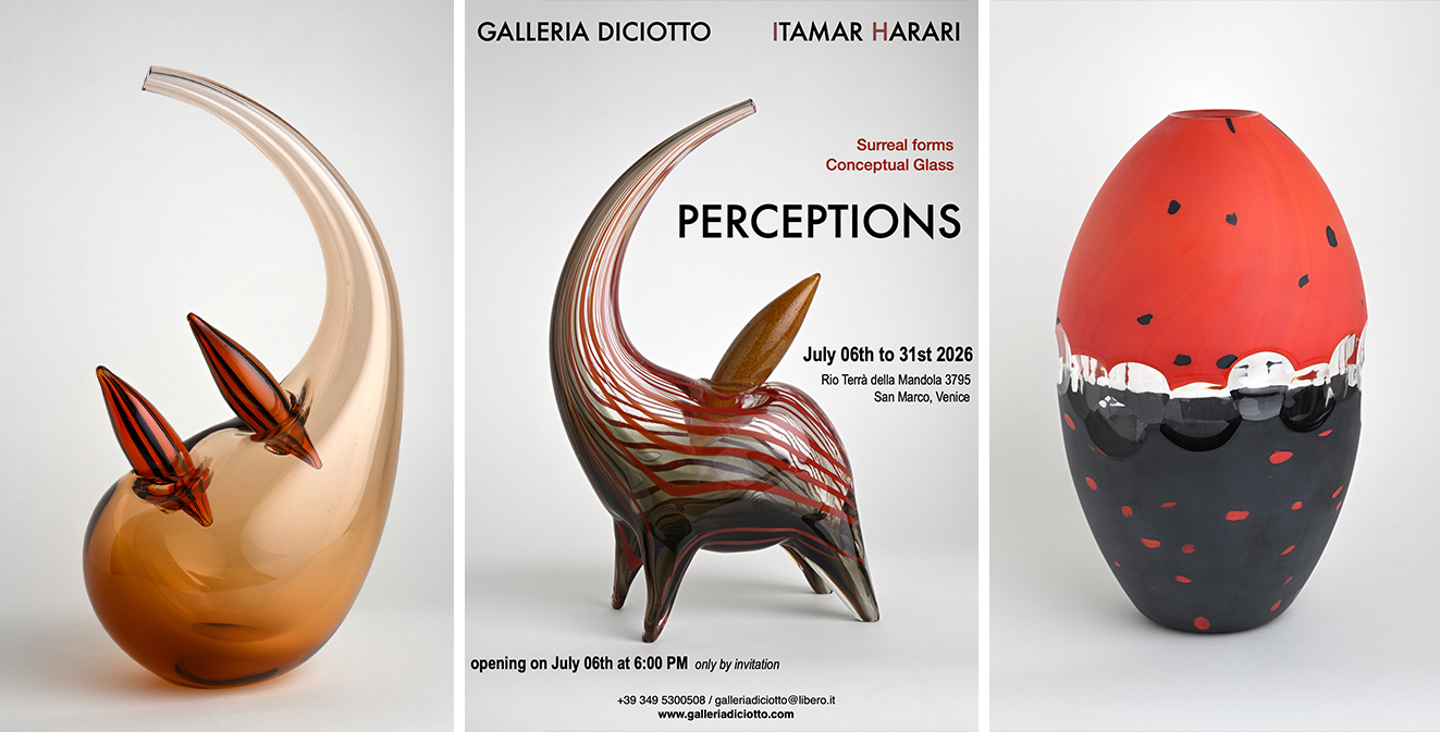Exhibition of glass artworks at Diciotto gallery, Venice.